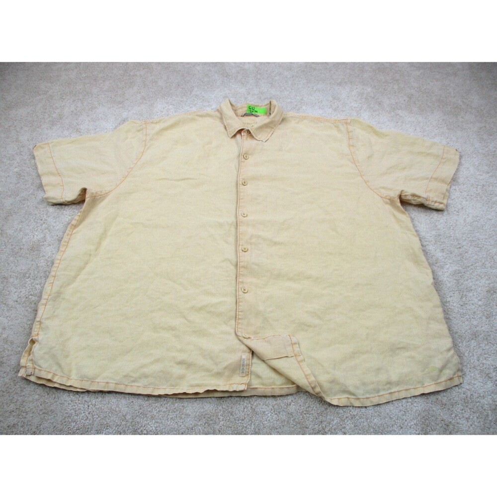 Tommy Bahama Shirt Mens 3XB Big Orange Linen Casual Relax Camp Button Up